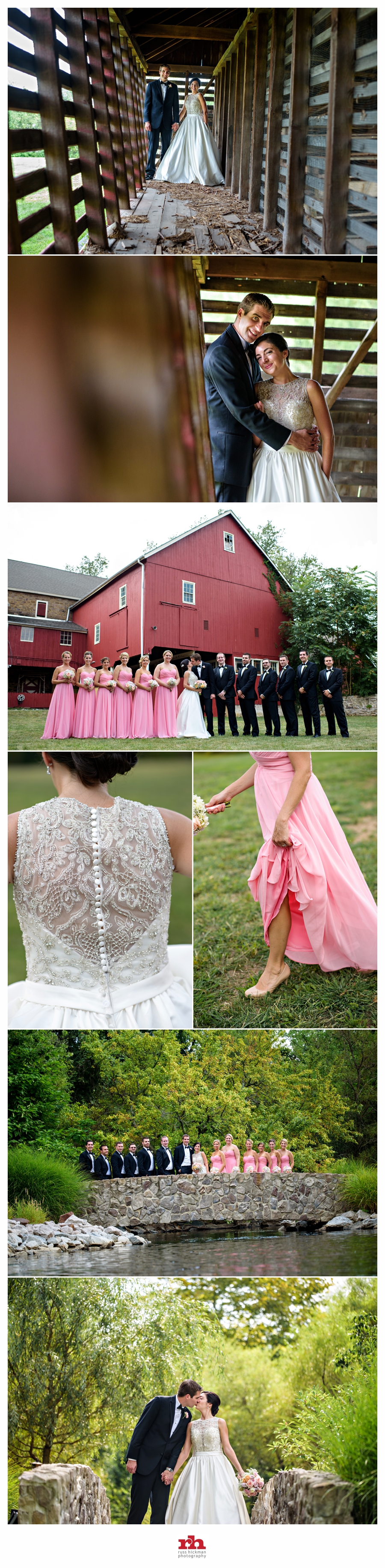 The Bridal Party poses in front of the barn at the Manor House at Prophecy Creek Park Wedding.